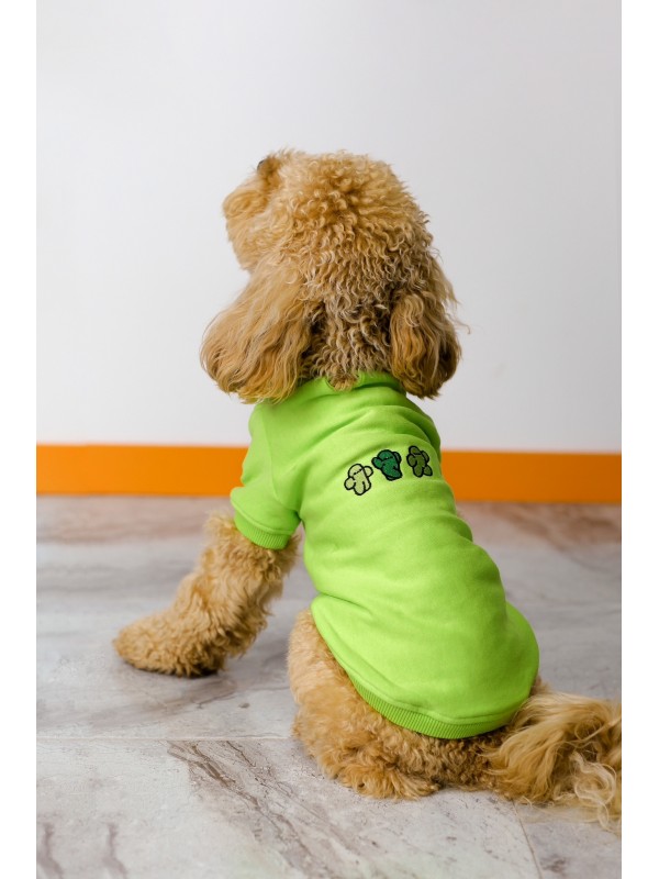  Back Embroidered Dog Sweatshirt Lime