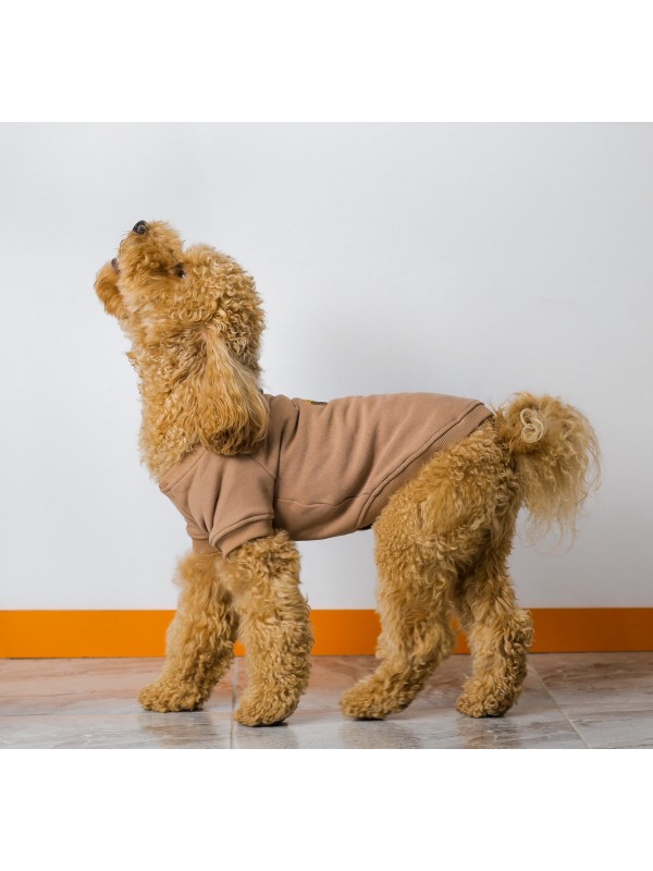 Back Embroidered Dog Sweatshirt Taupe