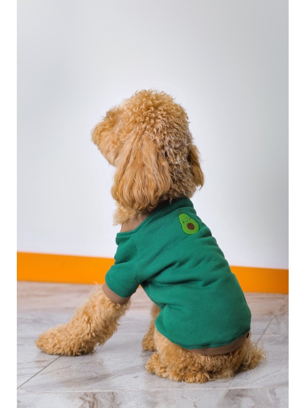 Embroidered Back Embroidered Dog Sweatshirt Emerald Green